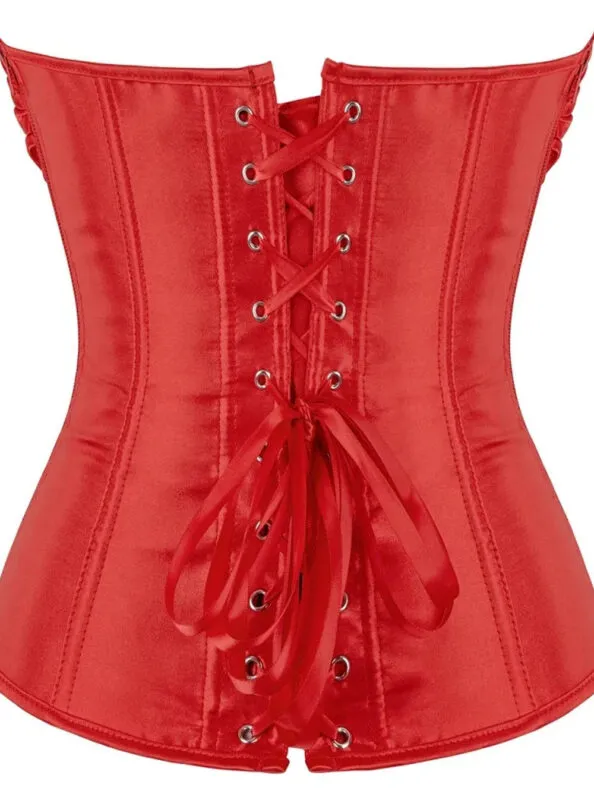 Corset rouge dentelle noire Satine (arrière)