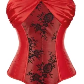 Corset rouge dentelle noire Satine Corset rouge dentelle noire Satine