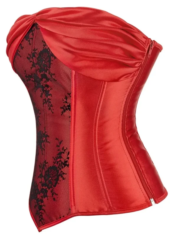 Corset rouge dentelle noire Satine (profil) Corset rouge dentelle noire Satine (profil)