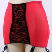 Porte-jarretelles rétro 6 jarretelles rouge et dentelle noire Moulin Rouge Porte-jarretelles rétro 6 jarretelles rouge et dentelle noire Moulin Rouge