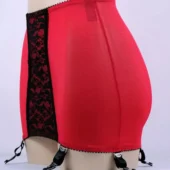 Porte-jarretelles rétro 6 jarretelles rouge et dentelle noire Moulin Rouge (profil) Porte-jarretelles rétro 6 jarretelles rouge et dentelle noire Moulin Rouge (profil)