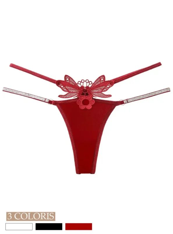 String sexy double lanières papillon et strass Chrysalis (3 coloris)