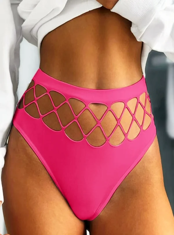 Face du string ajouré sculptant rose tendre, lingerie féminine