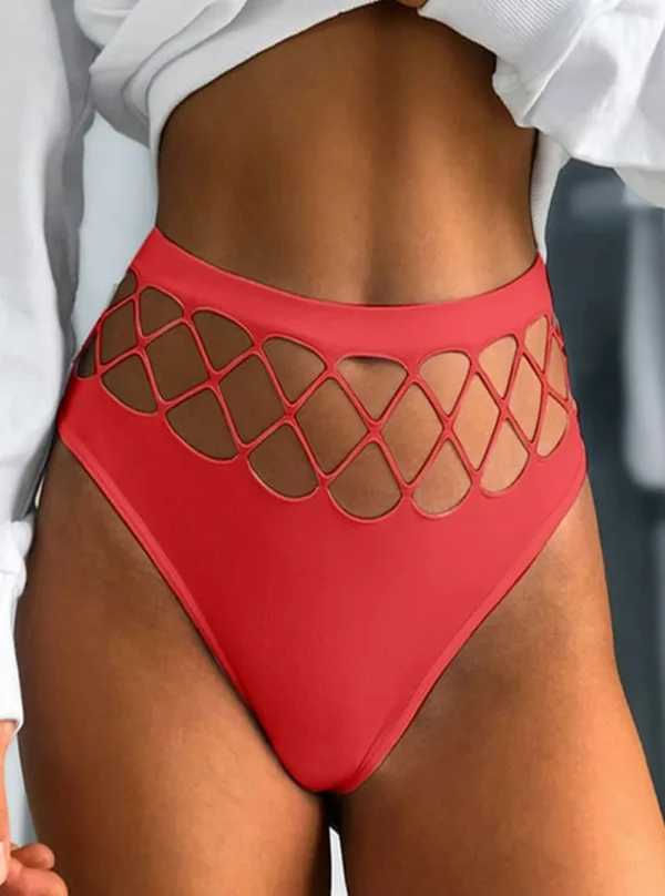 String rouge passion avec motifs résille face