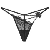 String asymétrique brodé Velia (noir, vue réelle)