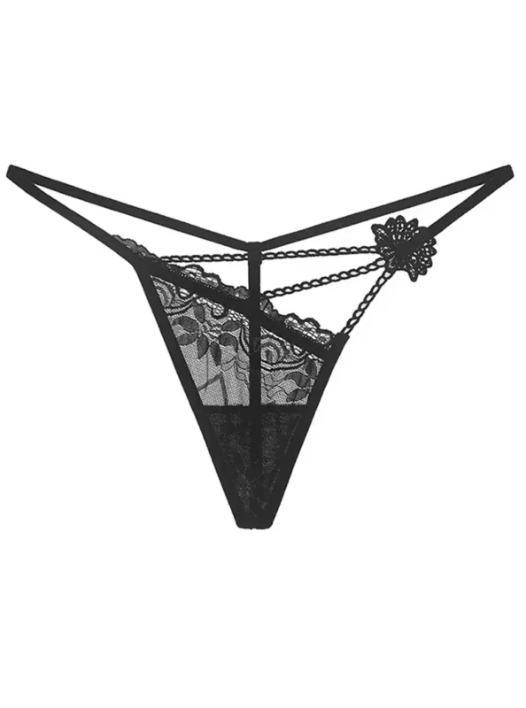 String asymétrique brodé Velia (noir, vue réelle)
