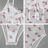 Body blanc push-up avec broderie florale