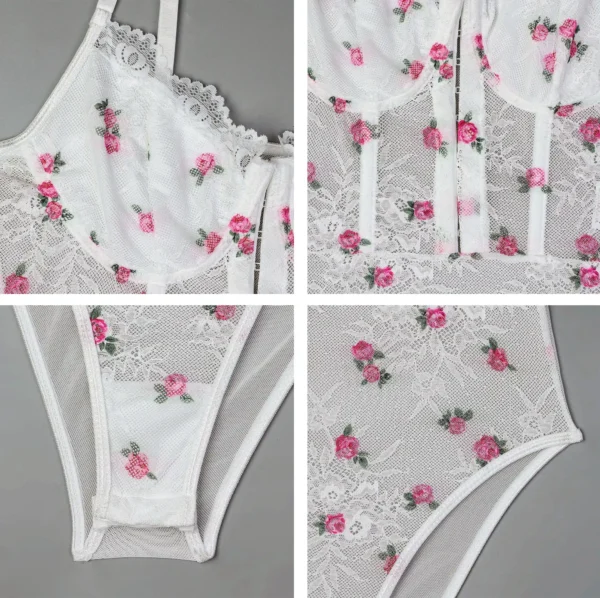 Body blanc push-up avec broderie florale
