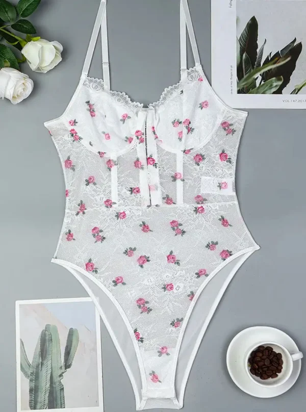 Body blanc push-up avec broderie florale