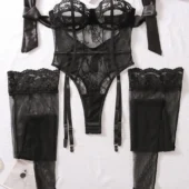 Body jarretelles dentelle noir – vue avant.