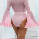 Body manches longues bouffantes rose – dos.