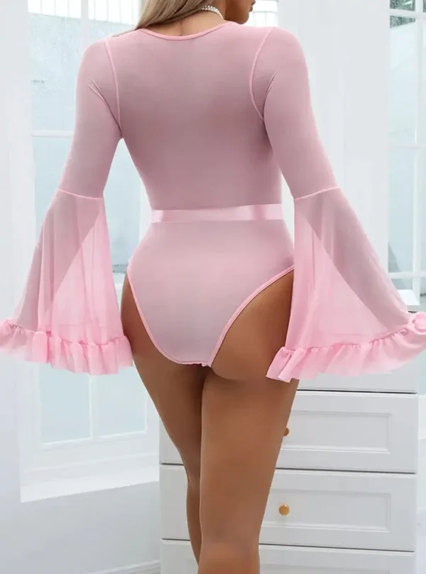 Body manches longues bouffantes rose – dos.