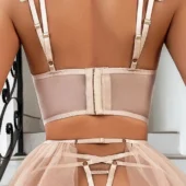 Ensemble bustier nude en tulle avec broderie vu de dos