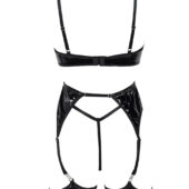 Ensemble sexy ouvert effet cuir noir à jarretières intégrées Lexia (vue réelle, dos) Ensemble sexy ouvert effet cuir noir à jarretières intégrées Lexia (vue réelle, dos)