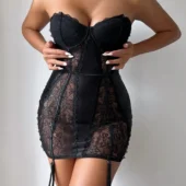 Guêpière satinée et dentelle - noir Guêpière satinée et dentelle – rouge, noir, violet