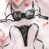 Lingerie brodée transparente noire – Secret Bloom (4)