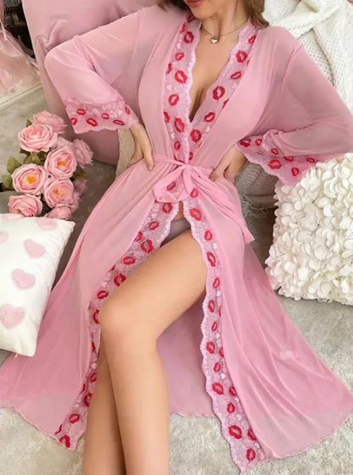 Peignoir en tulle rose Rosélia – vue principale