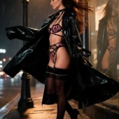 Photo éditoriale ensemble lingerie zébré rose, univers Instinct Magnétique — Shivaleecious