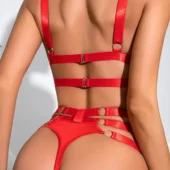 Ensemble lingerie sexy porté de dos.