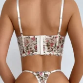 Lingerie florale bustier blanche vue de dos