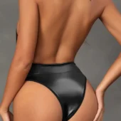 Body cuir noir dos nu vue arrière