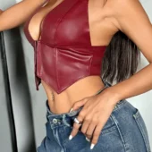 Bustier corset en cuir Sasha