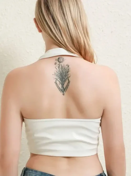 Haut en cuir blanc lacé Bianca vue arrière