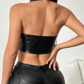 Haut sexy en cuir Ada - Noir - dos Haut sexy en cuir Ada noir vue arrière