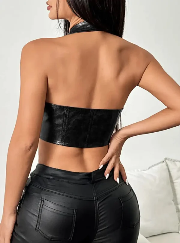 Haut sexy en cuir Ada - Noir - dos Haut sexy en cuir Ada noir vue arrière