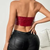 Haut sexy en cuir Ada - Rouge - Dos Haut sexy en cuir Ada rouge vue dos
