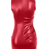 Mini robe moulante en cuir rouge dos fermeture éclair