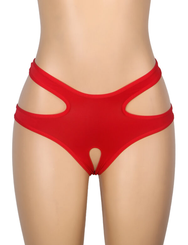 Culotte Ouverte Échancrée Découpes - rouge (1) Culotte Ouverte Échancrée Découpes