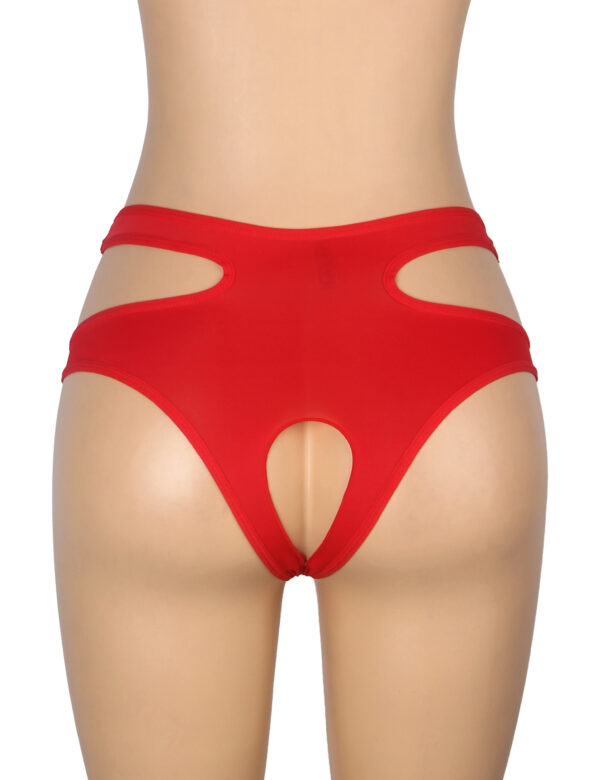 Culotte Ouverte Échancrée Découpes - rouge (2) Culotte Ouverte Échancrée Découpes