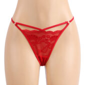 String dentelle échancré - rouge (3) String dentelle échancré