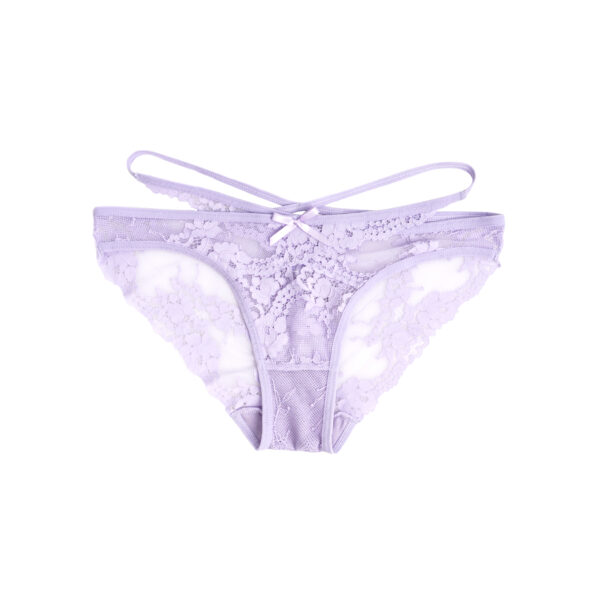 Culotte dentelle florale Ilona mauve à plat, détail dentelle — Shivaleecious