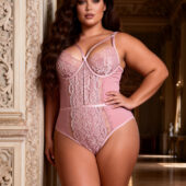 Body Rose en Dentelle Camélia Grande Taille (3) Body rose en dentelle armaturé Camélia