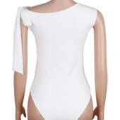 Body asymétrique une épaule nouée blanc (2) Body asymétrique une épaule nouée