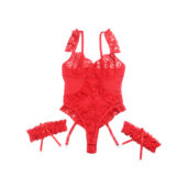 Body dentelle audacieuse jarretières rouge (4) Body dentelle audacieuse à jarretières
