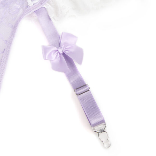 Body dentelle bicolore à nœuds et jarretières violet (6) Body dentelle bicolore à nœuds et jarretières
