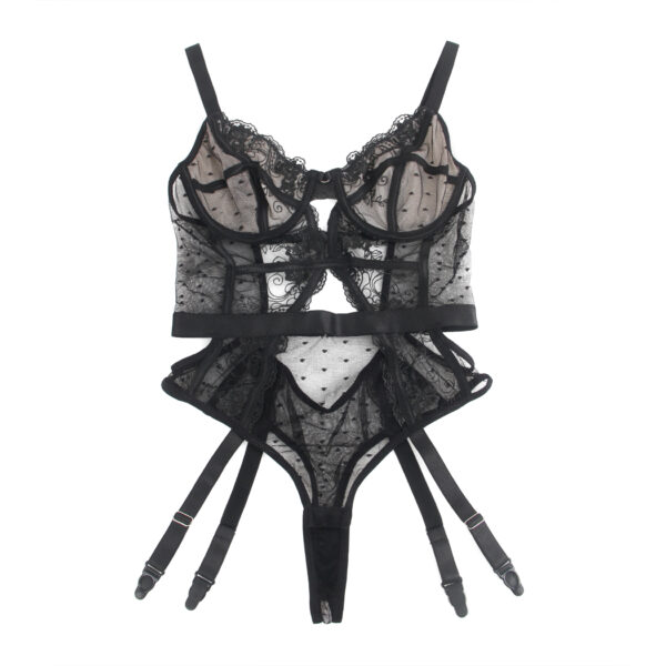 Body dentelle brodée pois jarretières (3) Body dentelle brodée à pois et jarretières