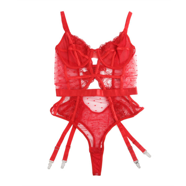 Body dentelle brodée pois rouge (5) Body dentelle brodée pois rouge