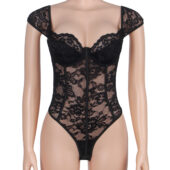Body dentelle corseté épaules dénudées noir (3) Body dentelle corseté épaules dénudées