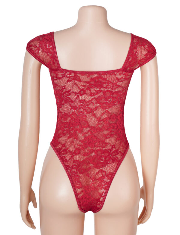 Body dentelle corseté épaules dénudées rouge (4) Body dentelle corseté épaules dénudées