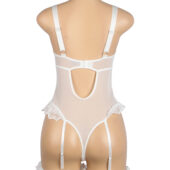 Body dentelle échancré à jarretières intégrées blanc (3) Body dentelle échancré à jarretières intégrées