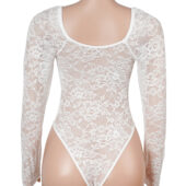 Body dentelle manches longues col carré blanc (3) Body dentelle manches longues col carré
