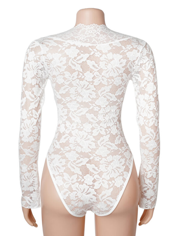 Body dentelle manches longues col montant blanc (2) Body dentelle manches longues col montant