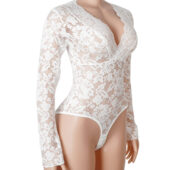 Body dentelle manches longues col montant blanc (4) Body dentelle manches longues col montant
