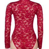 Body dentelle manches longues col montant rouge (4) Body dentelle manches longues col montant