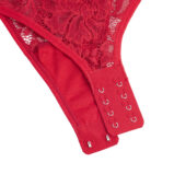 Body dentelle manches longues col montant rouge (5) Body dentelle manches longues col montant