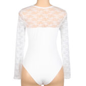 Body dentelle manches longues col rond blanc (3) Body dentelle manches longues col rond